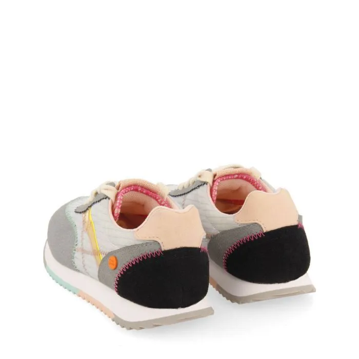 Madirac girls grey sneakers with colourful topstitching