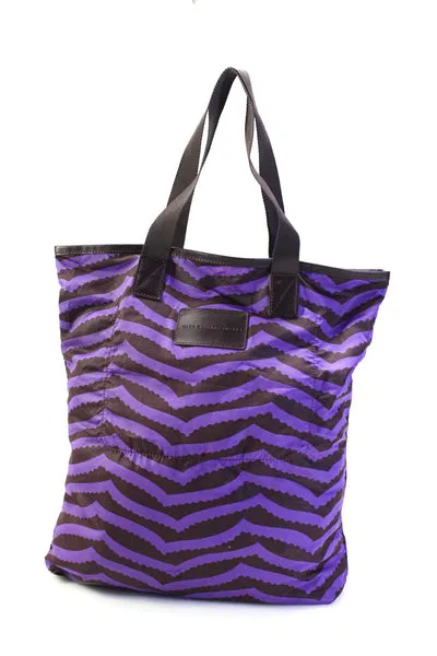 Marc By Marc Jacobs Women's Zebra Print Faux Leather Trim Tote Bag Purple Size M