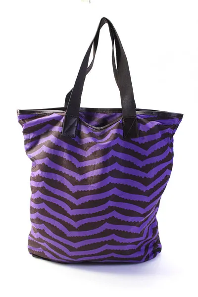 Marc By Marc Jacobs Women's Zebra Print Faux Leather Trim Tote Bag Purple Size M