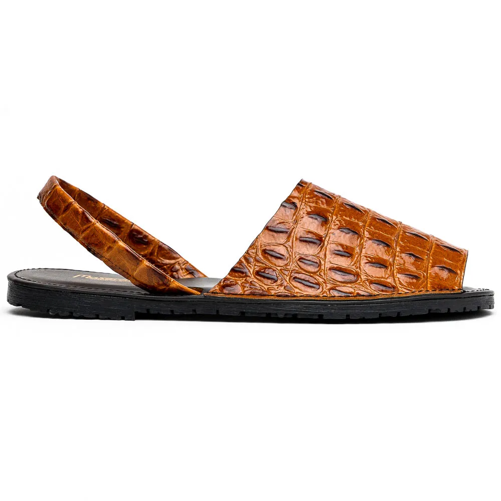 Maseratti Naples Embossed Caiman Minorca Sandals Cognac