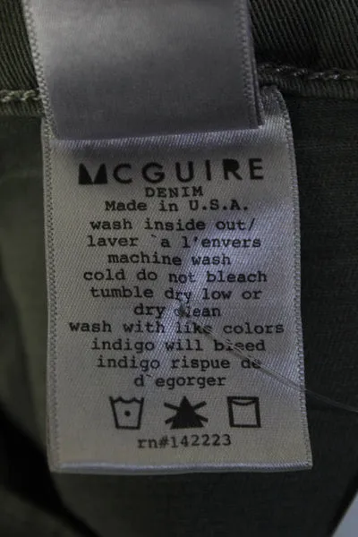 McGuire Womens Mid Rise Skinny Leg Cargo Pants Green Cotton Size 29