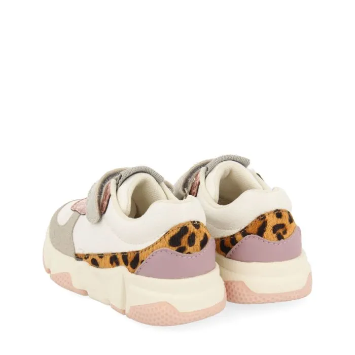 Merscheid girls' white sneakers with glittery details and pastel shades