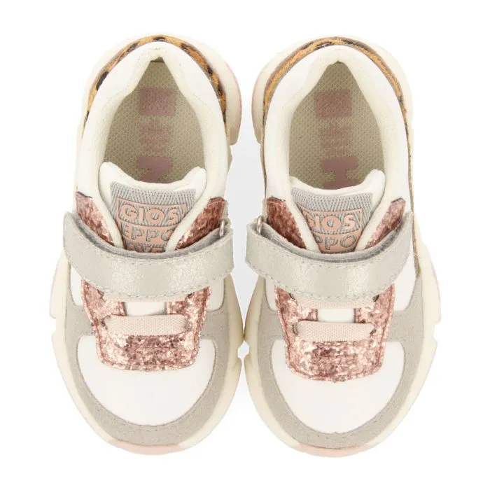 Merscheid girls' white sneakers with glittery details and pastel shades