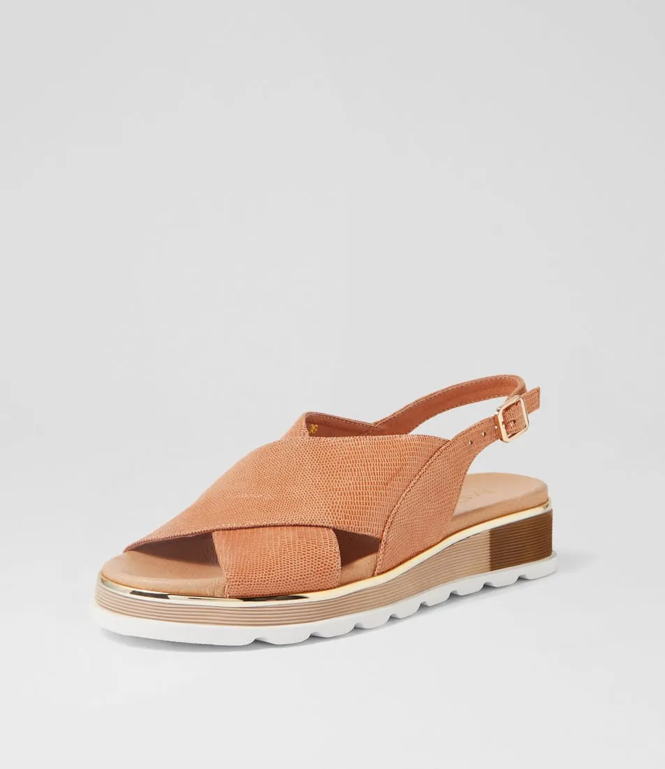 MIDAS Ulkara Light Tan Lizard Leather Sandals