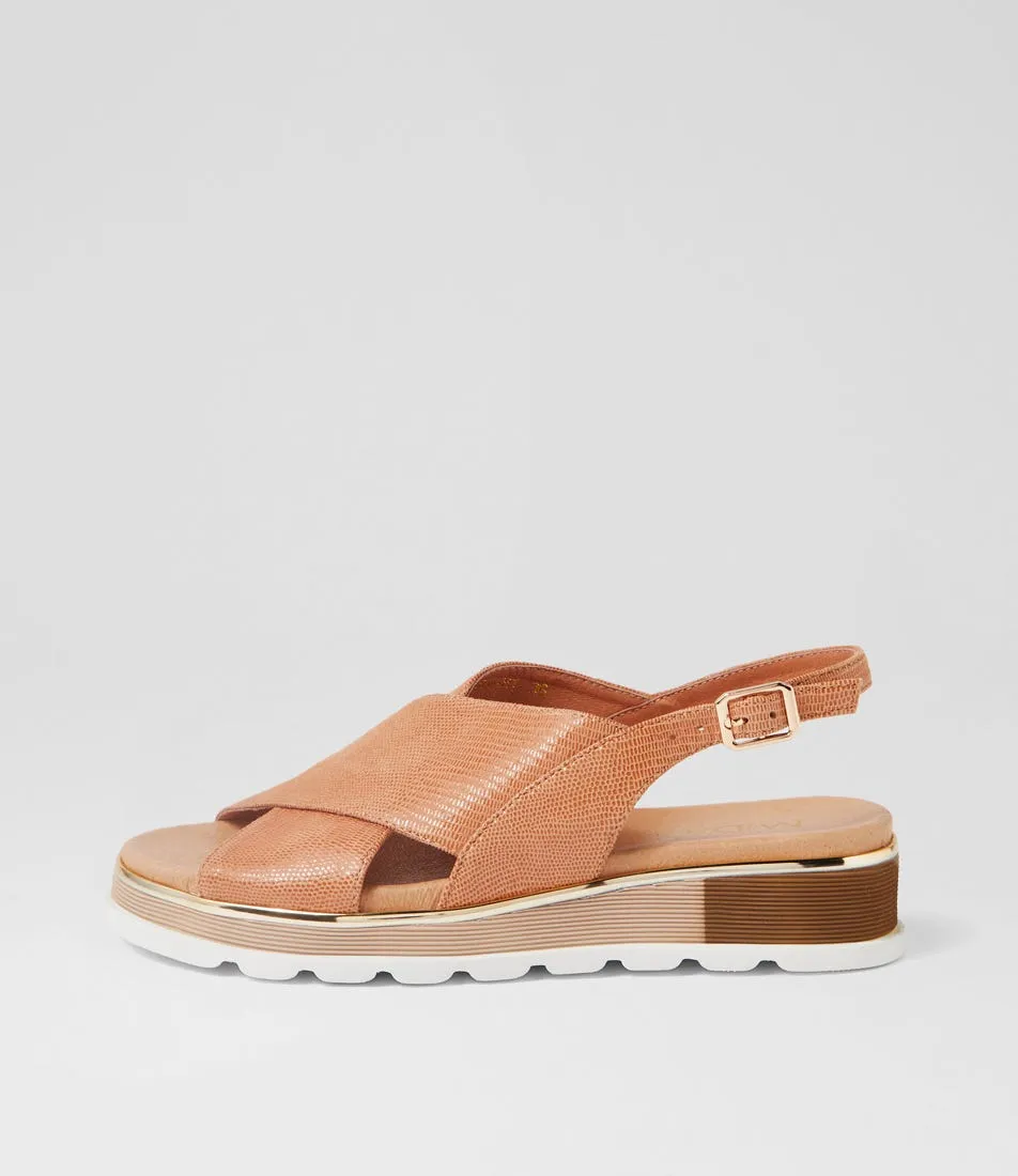 MIDAS Ulkara Light Tan Lizard Leather Sandals