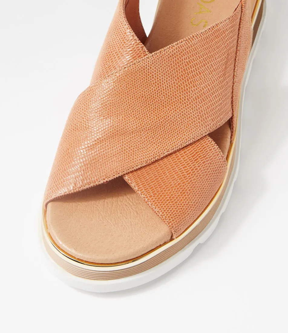 MIDAS Ulkara Light Tan Lizard Leather Sandals