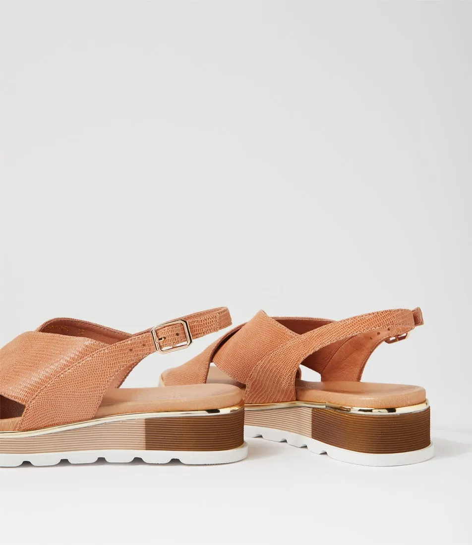 MIDAS Ulkara Light Tan Lizard Leather Sandals