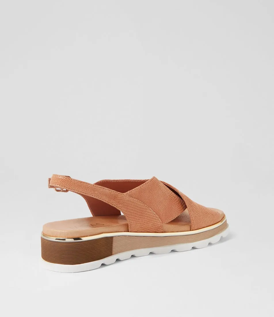 MIDAS Ulkara Light Tan Lizard Leather Sandals