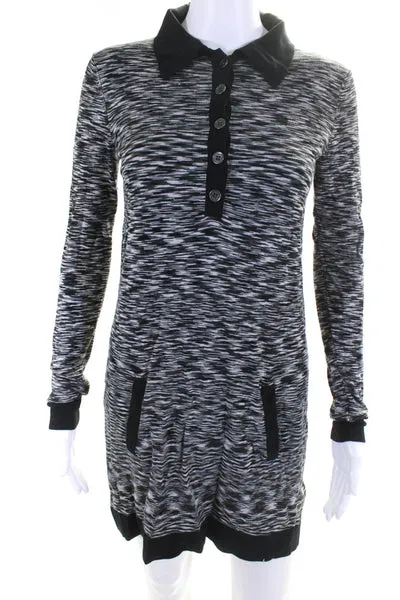 Missoni For Target Womens Long Sleeve Knit Mini Polo Dress Green Gray Size XS