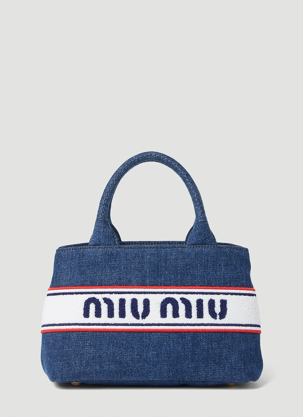 Miu Miu Striped Logo Tote Bag