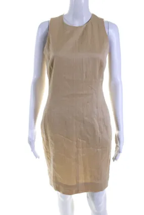 M.M. Lafleur Womens Yellow Crew Neck Zip Back Sleeveless Shift Dress Size 2