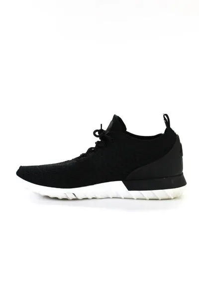 Moncler Mens Lace Up Logo Back Knit Running Sneakers Black White Size 11