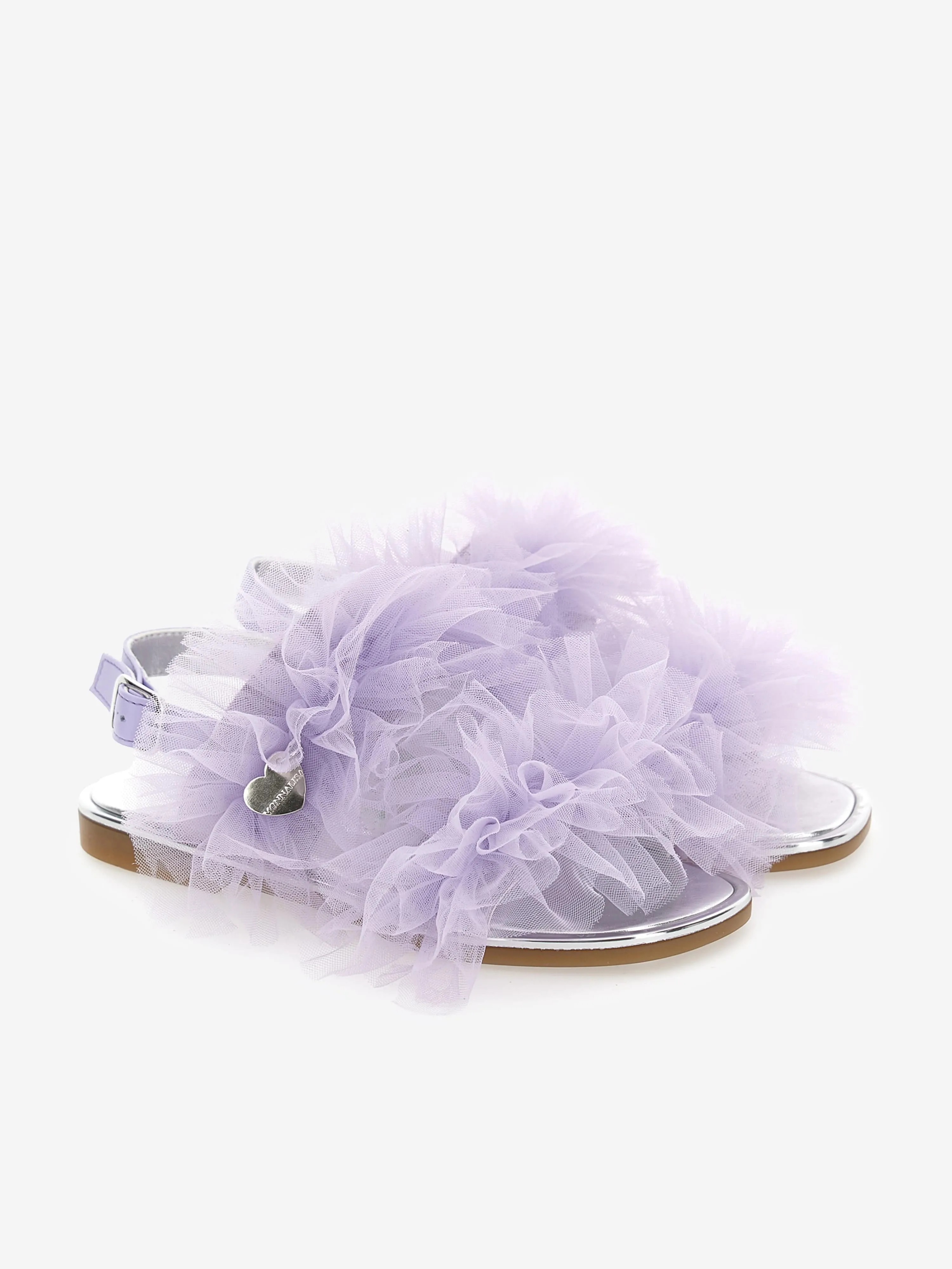 Monnalisa Girls Ruched Tulle Sandals in Purple