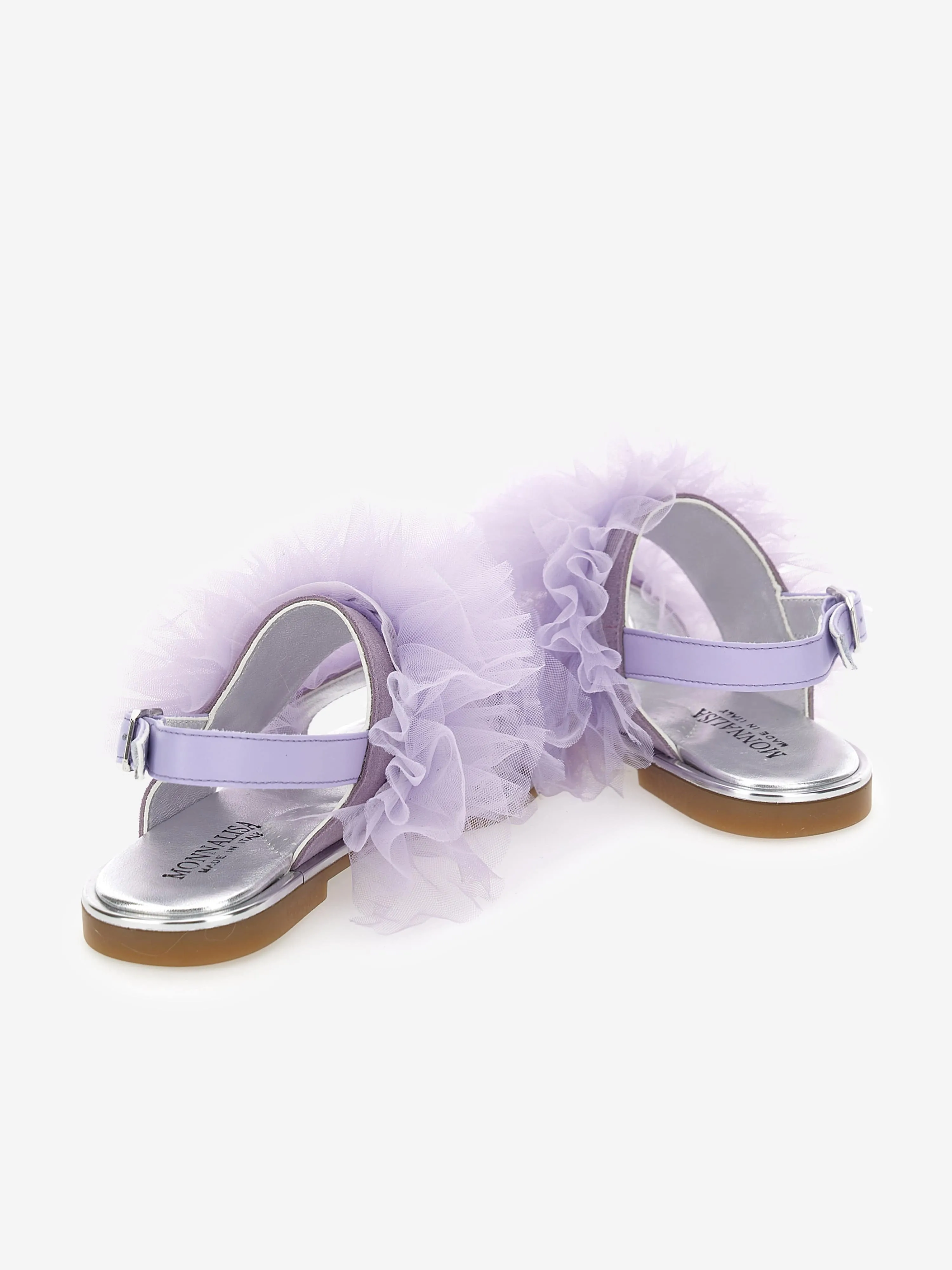 Monnalisa Girls Ruched Tulle Sandals in Purple