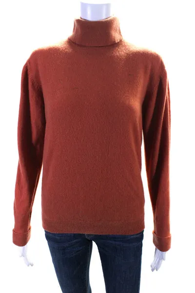 Nancy Heller Womens Cashmere Knit Long Sleeve Turtleneck Sweater Orange Size L