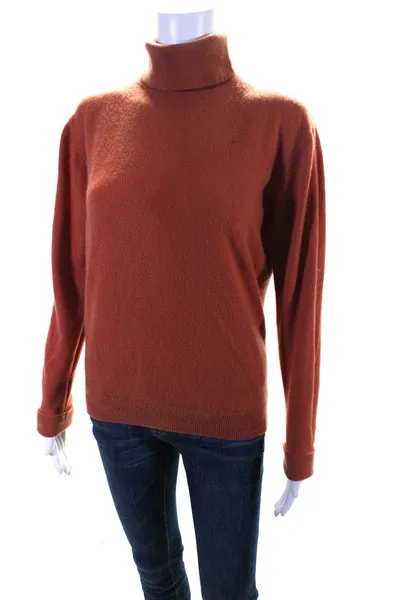 Nancy Heller Womens Cashmere Knit Long Sleeve Turtleneck Sweater Orange Size L