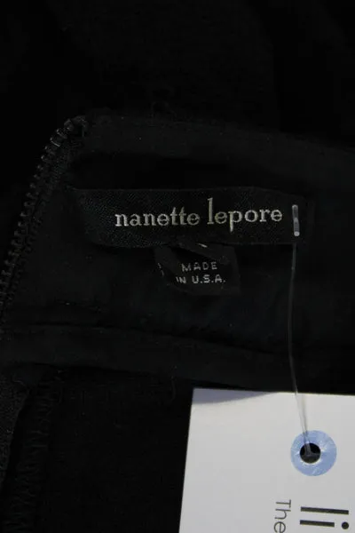 Nanette Lepore Womens Black Textured High Rise Boot Cut Leg Pants Size 4