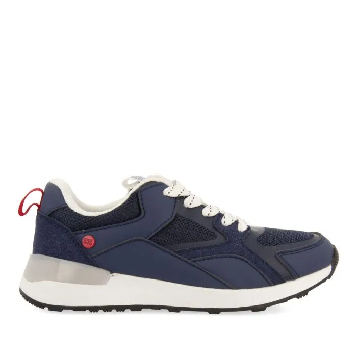 NAVY BLUE RETRO STYLE SNEAKERS WITH COLORFUL DETAILS FOR BOYS AND GIRLS ZAPOD