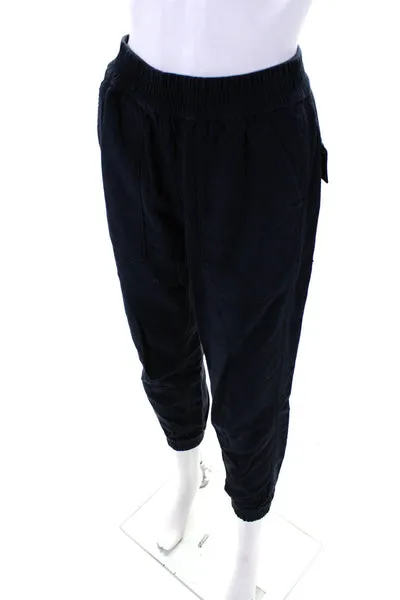 NLST Navy Womens Cotton Elasticated High Waist Joggers Navy Size S