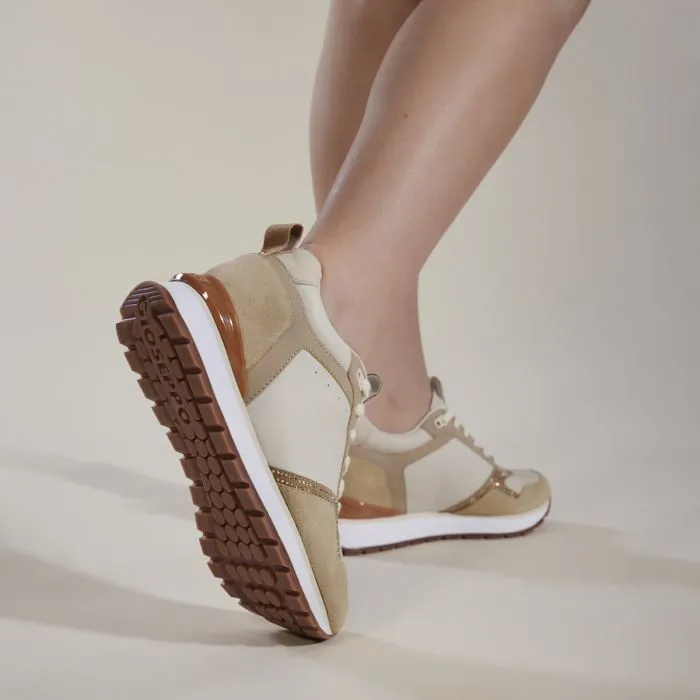 NUDE SNEAKERS WITH RHINESTONE DETAIL AND INTERNAL WEDGE FOR WOMEN DEBARY