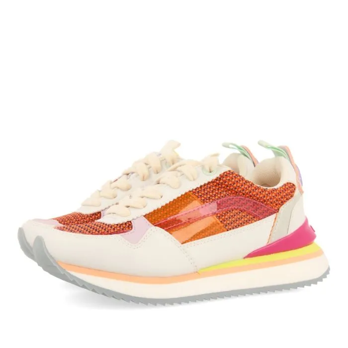 ORANGE SNEAKERS WITH CONTRAST OF TEXTURES AND COLORS FOR GIRLS AND BOYS POWAY