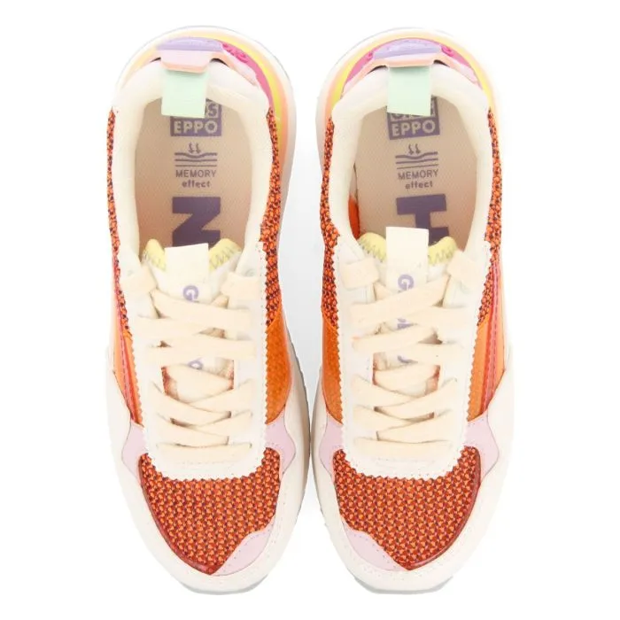 ORANGE SNEAKERS WITH CONTRAST OF TEXTURES AND COLORS FOR GIRLS AND BOYS POWAY