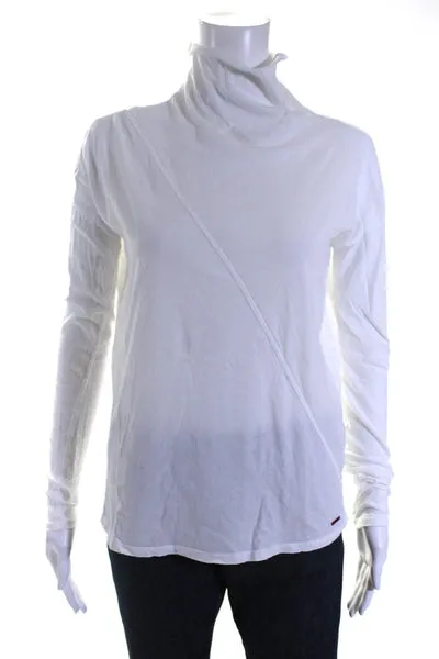 Philanthropy Womens Long Sleeve Turtleneck Top Tee Shirt White Cotton Size XS