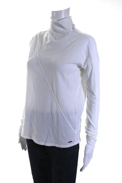 Philanthropy Womens Long Sleeve Turtleneck Top Tee Shirt White Cotton Size XS