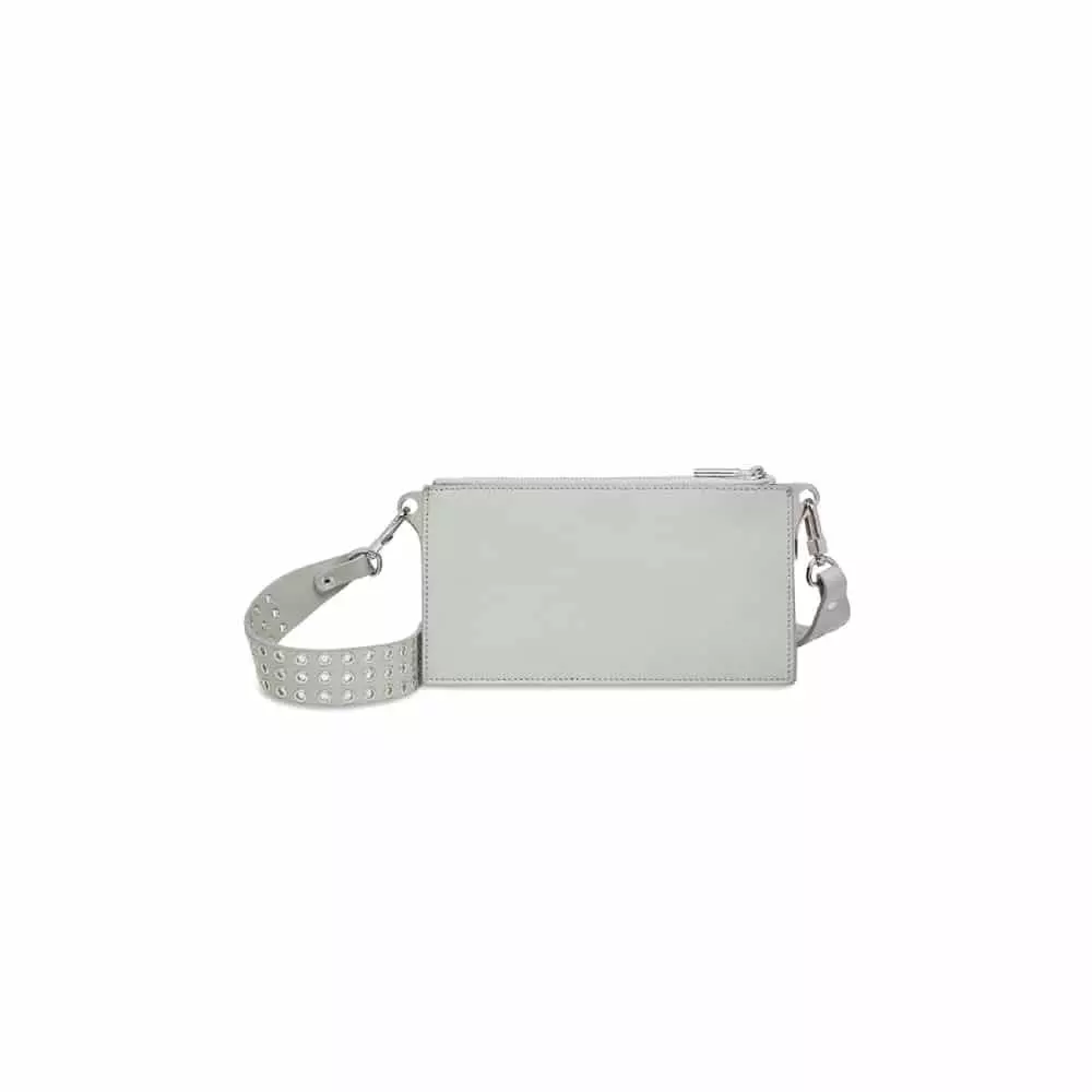--Pierced cross body sky grey bag-