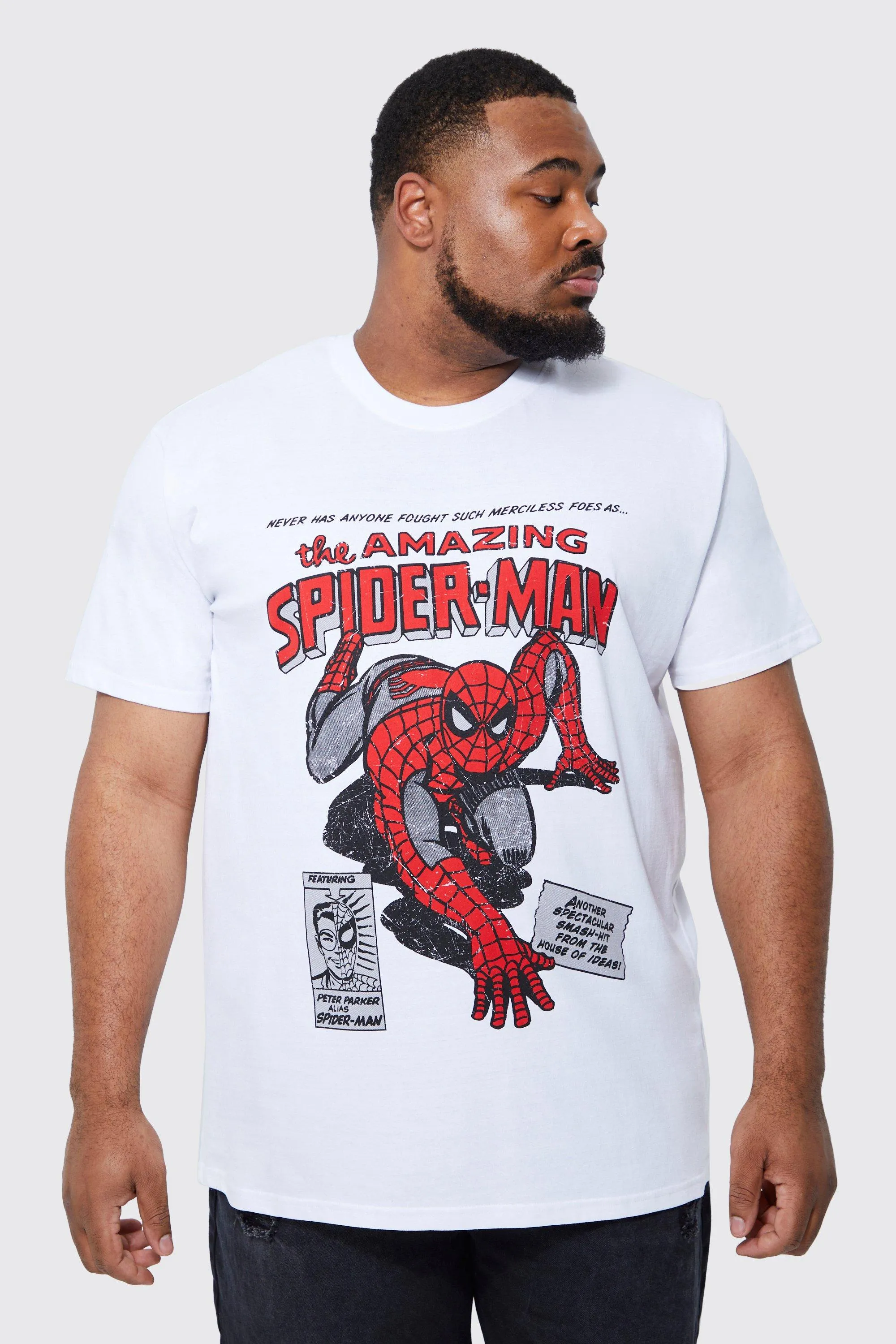 Plus Spider Man Comic License T-shirt | boohooMAN UK