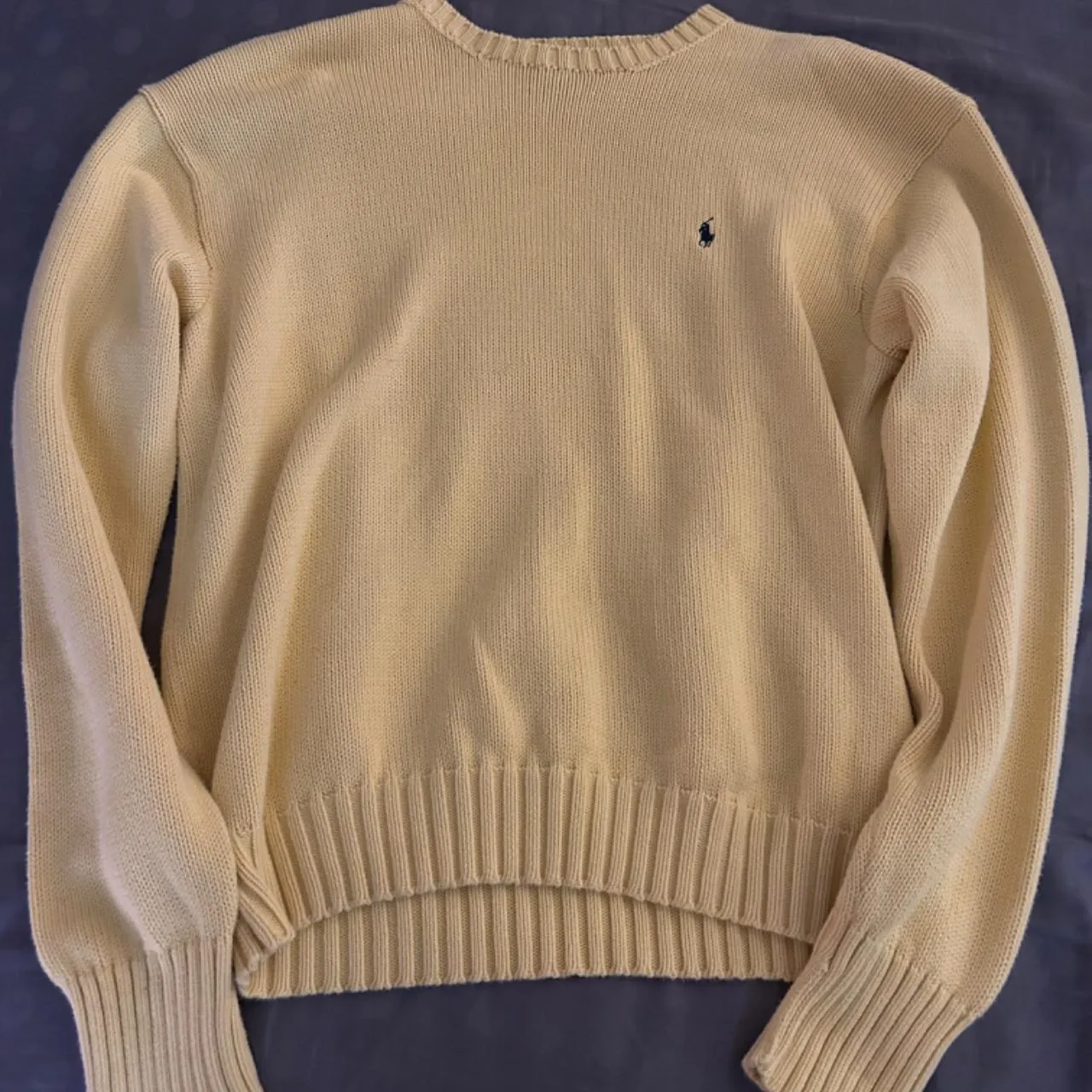 Polo Ralph Lauren Men's Yellow and Cream Jumper