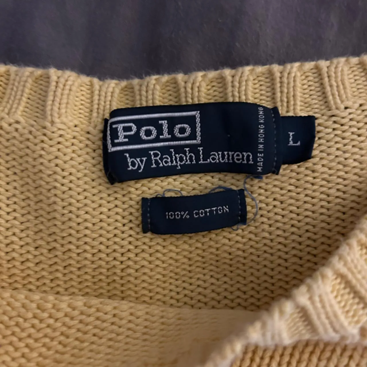 Polo Ralph Lauren Men's Yellow and Cream Jumper