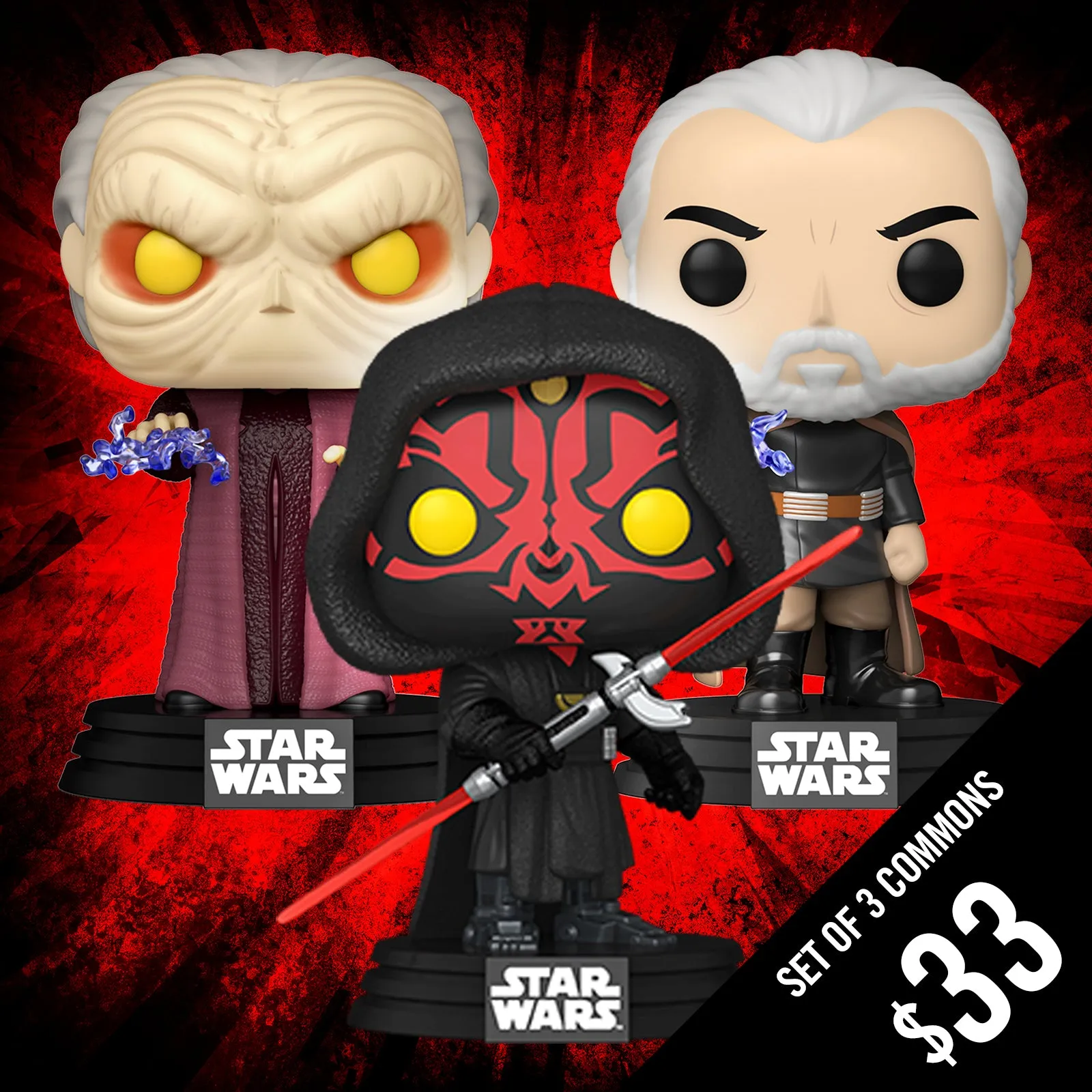 Pre-Order: Funko Pop! Star Wars Darkside: Set of 3 Commons