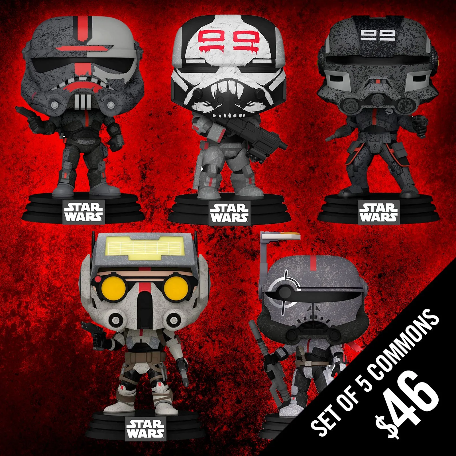 Pre-Order: Funko Pop! Star Wars: The Bad Batch (Common set of 5)