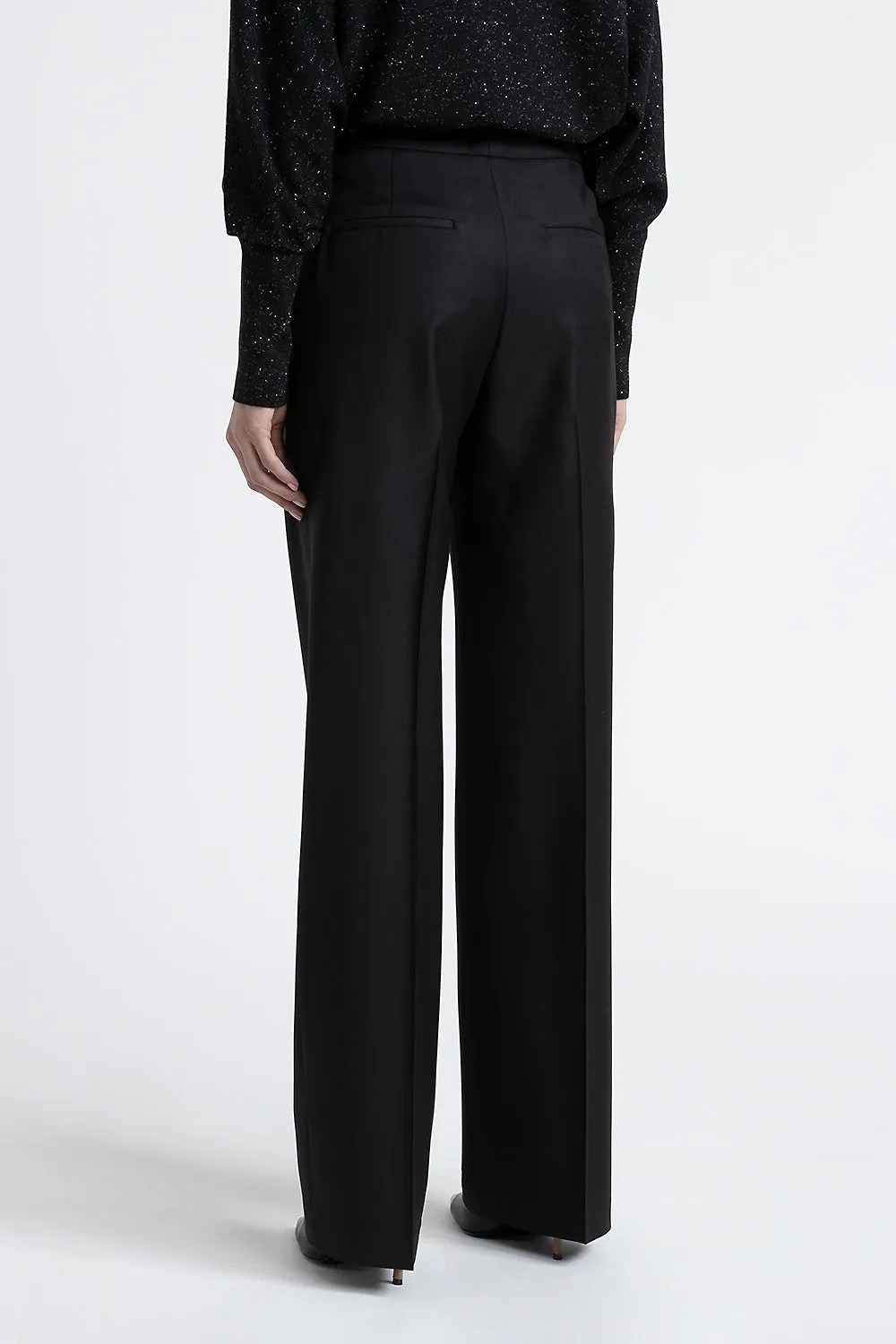 Pure wool straight leg trousers