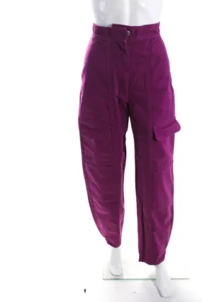 Rachel Comey Womens Zipper Fly High Rise Cargo Straight Leg Pants Fuchsia 00