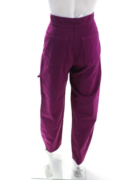 Rachel Comey Womens Zipper Fly High Rise Cargo Straight Leg Pants Fuchsia 00