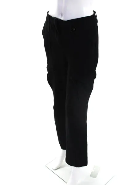 Rachel Zoe Womens Zipper Fly High Rise Straight Leg Cargo Pants Black Size 2