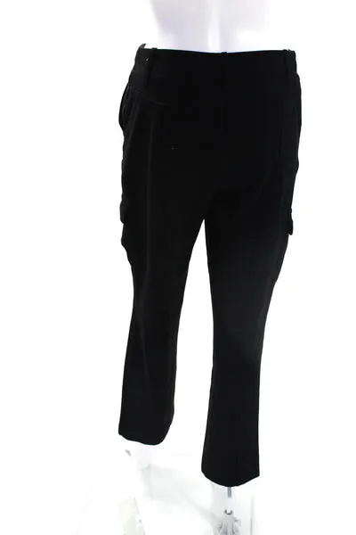 Rachel Zoe Womens Zipper Fly High Rise Straight Leg Cargo Pants Black Size 2