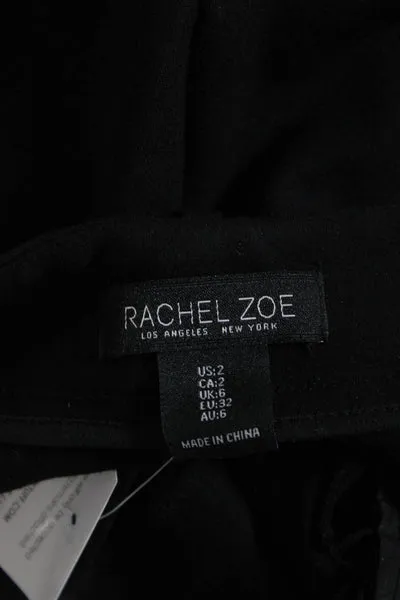 Rachel Zoe Womens Zipper Fly High Rise Straight Leg Cargo Pants Black Size 2