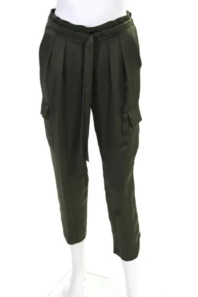 Ramy Brook Womens Green High Rise Belt Cargo Straight Leg Pants Size XS