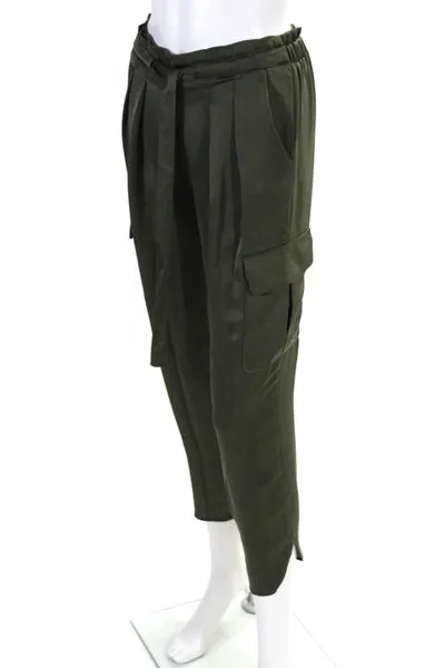 Ramy Brook Womens Green High Rise Belt Cargo Straight Leg Pants Size XS