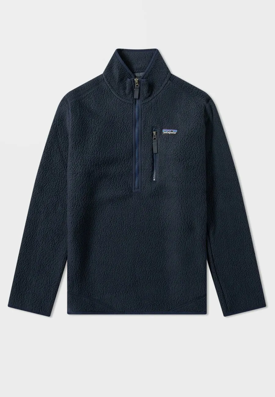 Retro Pile Pullover Jacket - navy