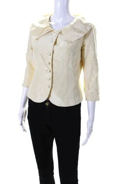 Rickie Freeman Teri Jon Womens Button Down Light Jacket Yellow Size 4