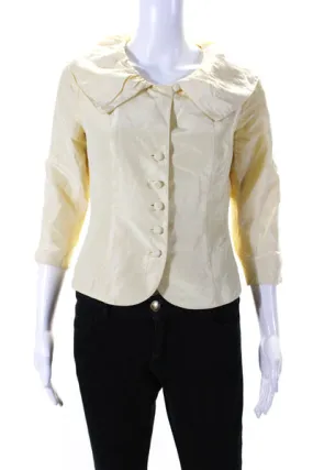 Rickie Freeman Teri Jon Womens Button Down Light Jacket Yellow Size 4