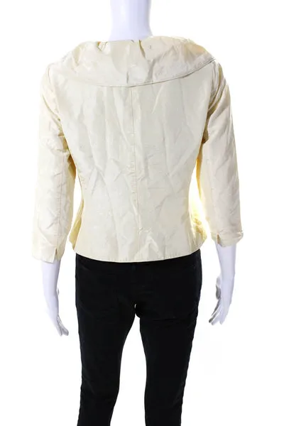 Rickie Freeman Teri Jon Womens Button Down Light Jacket Yellow Size 4