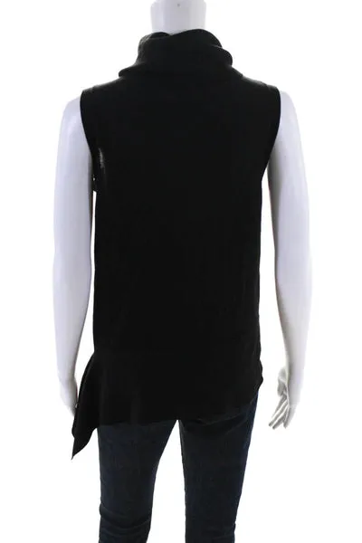 Robert Rodriguez Womens Turtleneck Cutout V Neck Slim Tank Blouse Black Size S