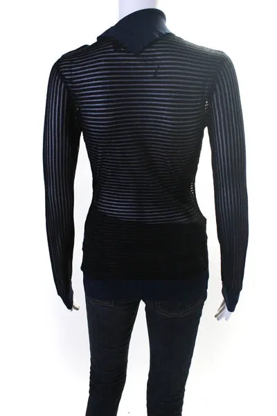 Roland Mouret Women's Turtleneck Long Sleeves Stripe Blouse Size XS