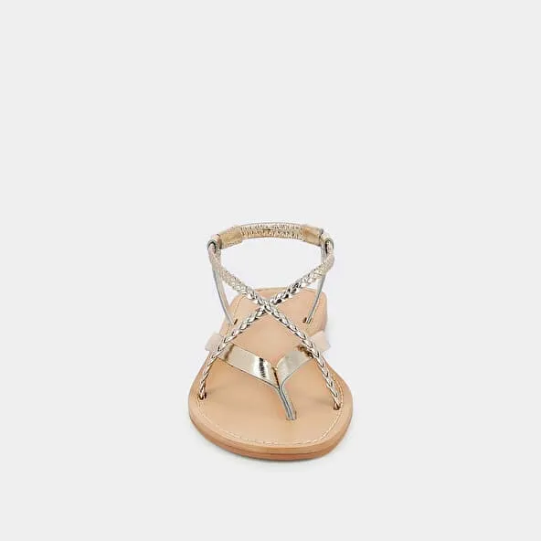 Sandals with braided straps in platine leather