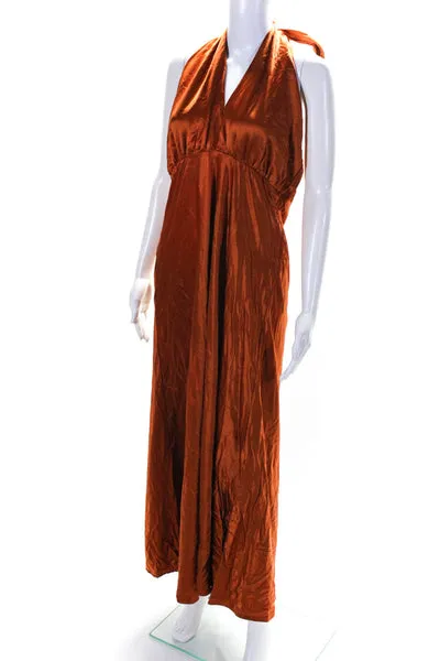 Something Navy Womens Halter Neck A Line Maxi Dress Orange Size Extra Extra Larg